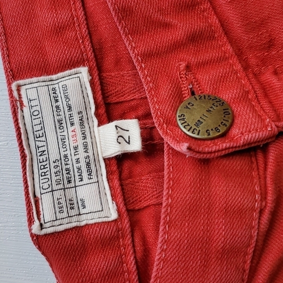 Current/Elliott Red Denim Boyfriend Jean Shorts 27 NWOT - Picture 2 of 6